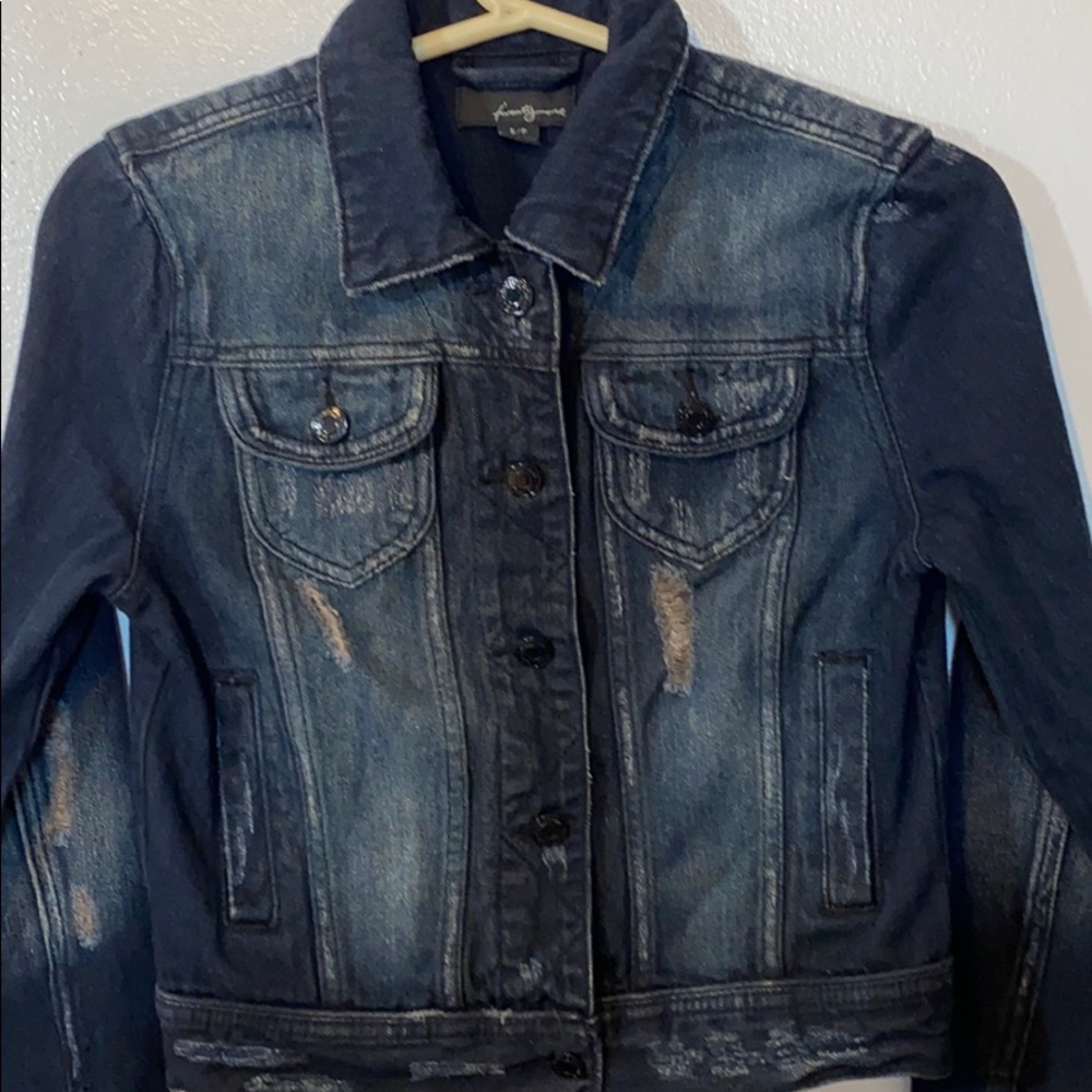 F21 Upcycled Denim Jacket Hidden Pocket Like New!
